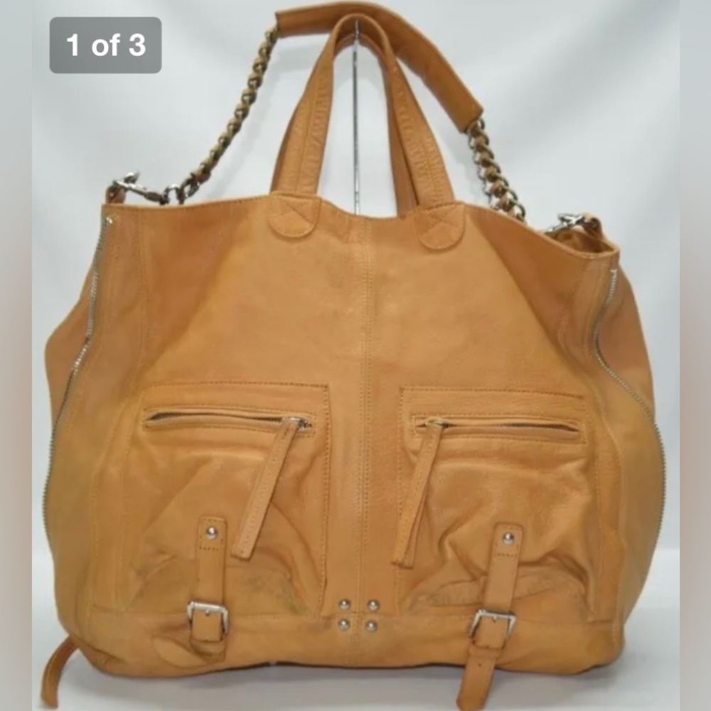 Pour La Victoire Oversized Pebbled Tan Leather Tote